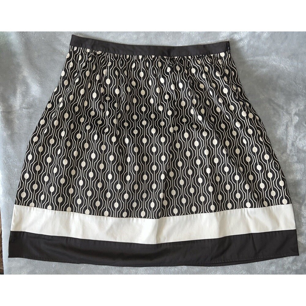 Talbots Vintage 90s Womens 10 Cotton Side Zip A-Line Skirt Brown & Beige